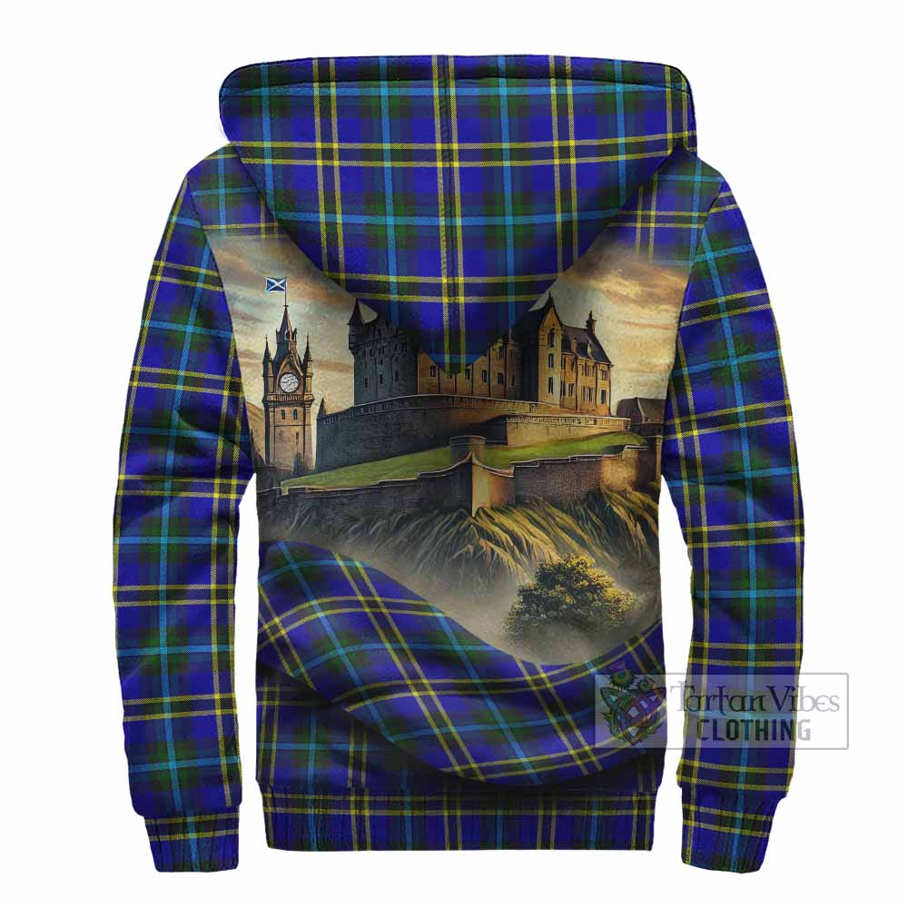 Tartan Vibes Clothing Hope Tartan Family Crest Sherpa Hoodie with Scottish Ancient Castle Style