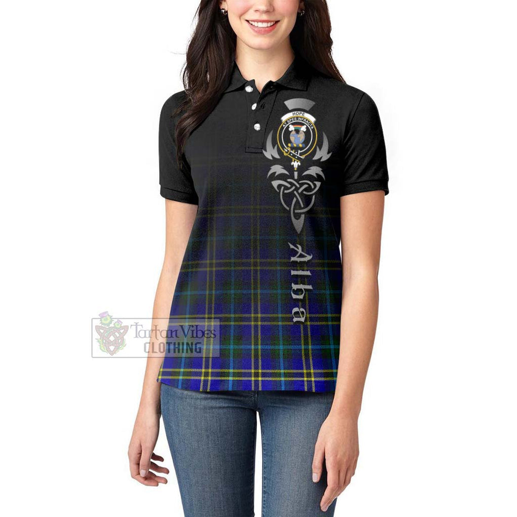 Tartan Vibes Clothing Hope Tartan Women's Polo Shirt Featuring Alba Gu Brath Family Crest Celtic Inspired