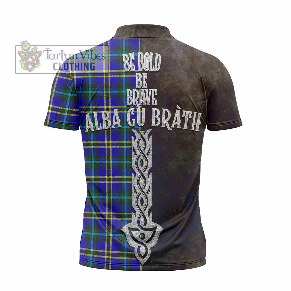 Tartan Vibes Clothing Hope Tartan Family Crest Zipper Polo Shirt Alba Gu Brath Be Brave Lion Ancient Style