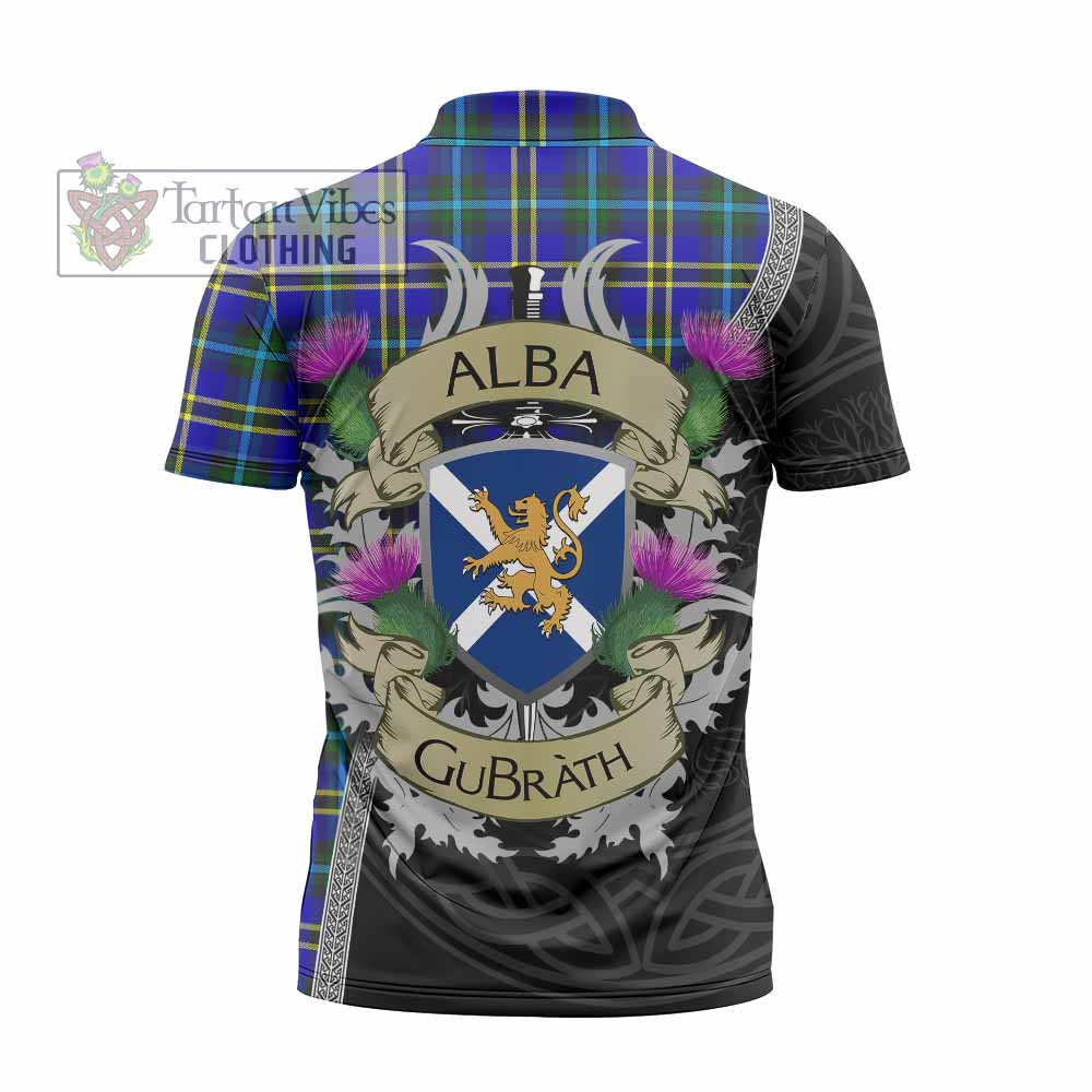 Tartan Vibes Clothing Hope Tartan Family Crest Zipper Polo Shirt Lion Rampant Royal Thistle Shield Celtic Inspired