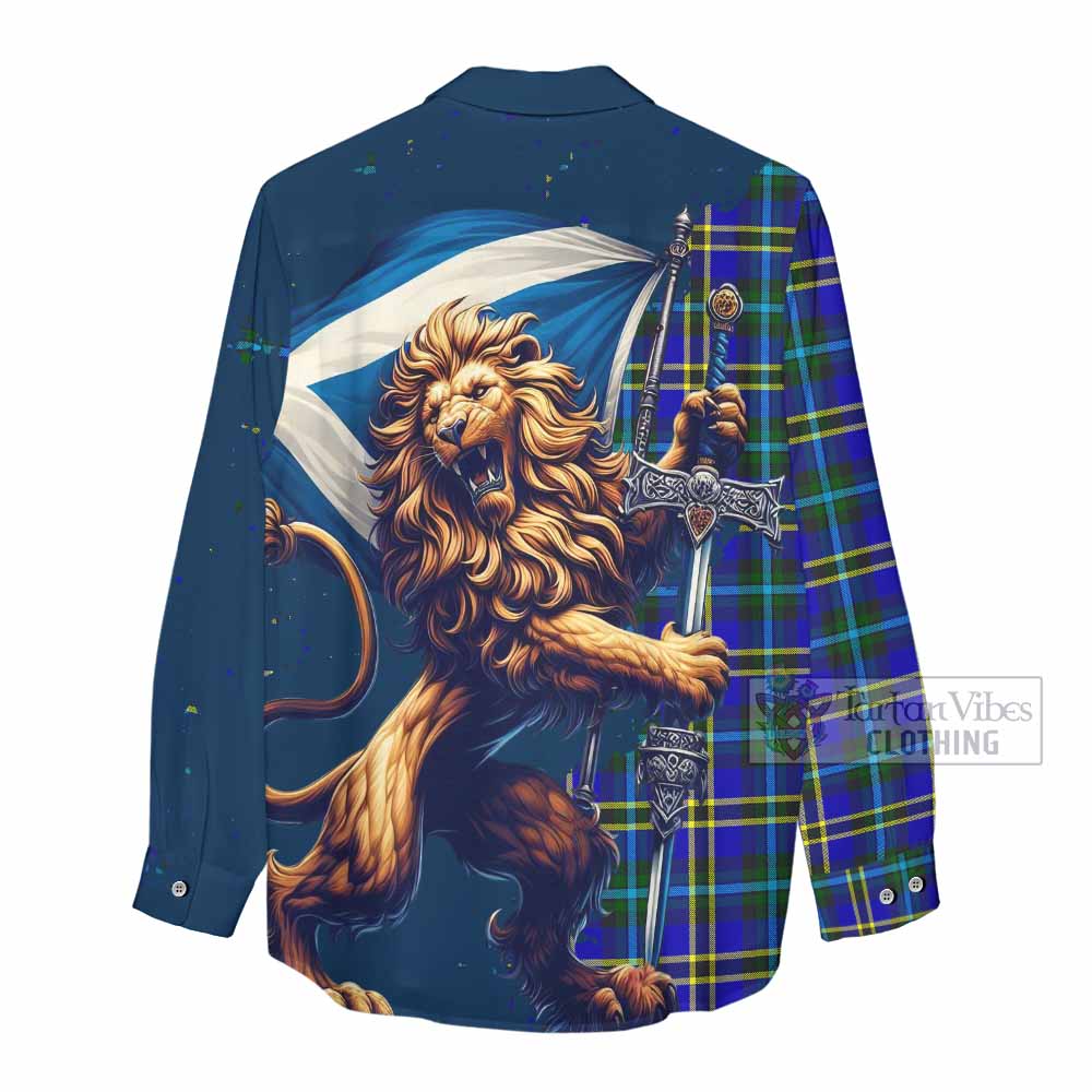 Tartan Vibes Clothing Hope Tartan Family Crest Women's Casual Shirt with Scottish Majestic Lion