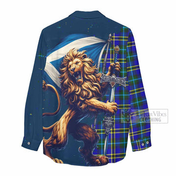 Tartan Vibes Clothing Hope Tartan Family Crest Women's Casual Shirt with Scottish Majestic Lion