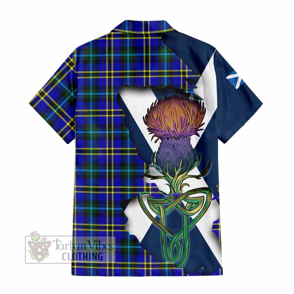 Tartan Vibes Clothing Hope Tartan Family Crest Short Sleeve Button Shirt Scottish Thistle Celtic Inspired