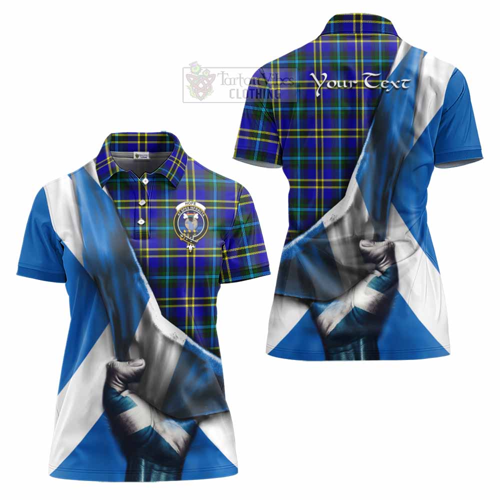 Tartan Vibes Clothing Hope Tartan Women's Polo Shirt with Family Crest Scotland Patriotic Style