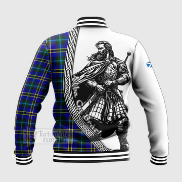 Tartan Vibes Clothing Hope Tartan Clan Crest Baseball Jacket with Highlander Warrior Celtic Style