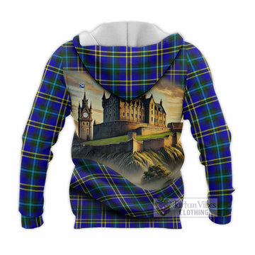 Tartan Vibes Clothing Hope Tartan Family Crest Knitted Hoodie with Scottish Ancient Castle Style