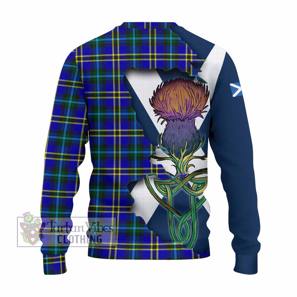 Tartan Vibes Clothing Hope Tartan Family Crest Knitted Sweater Scottish Thistle Celtic Inspired