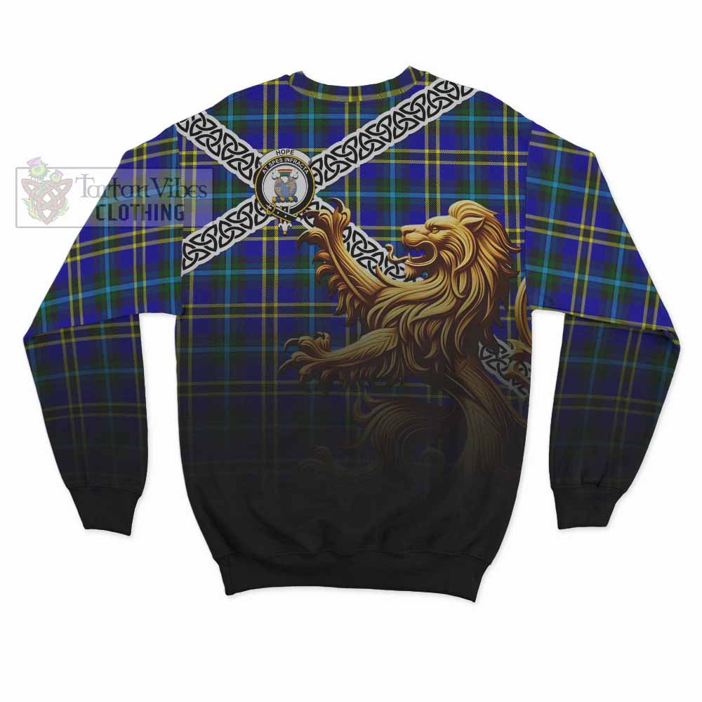 Tartan Vibes Clothing Hope Crest Tartan Sweatshirt with Golden Lion Emblem Celtic Style