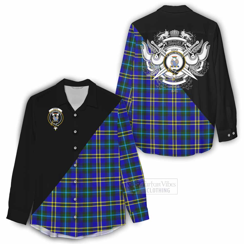 Tartan Vibes Clothing Hope Tartan Women's Casual Shirt with Family Crest and Military Logo Style