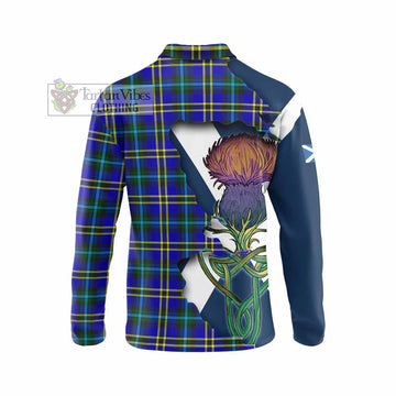 Tartan Vibes Clothing Hope Tartan Family Crest Long Sleeve Polo Shirt Scottish Thistle Celtic Inspired