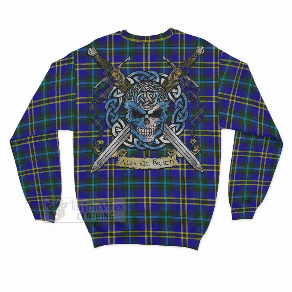 Tartan Vibes Clothing Hope Tartan Sweatshirt with Family Crest Celtic Skull Style