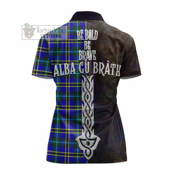 Hope Tartan Family Crest Women's Polo Shirt Alba Gu Brath Be Brave Lion Ancient Style