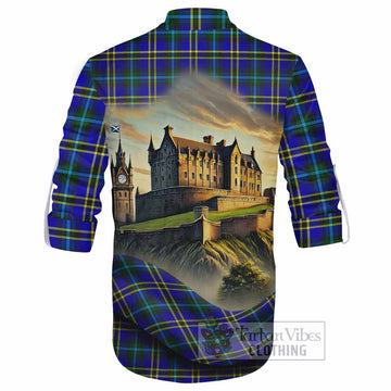 Hope Tartan Family Crest Ghillie Kilt Shirt with Scottish Ancient Castle Style