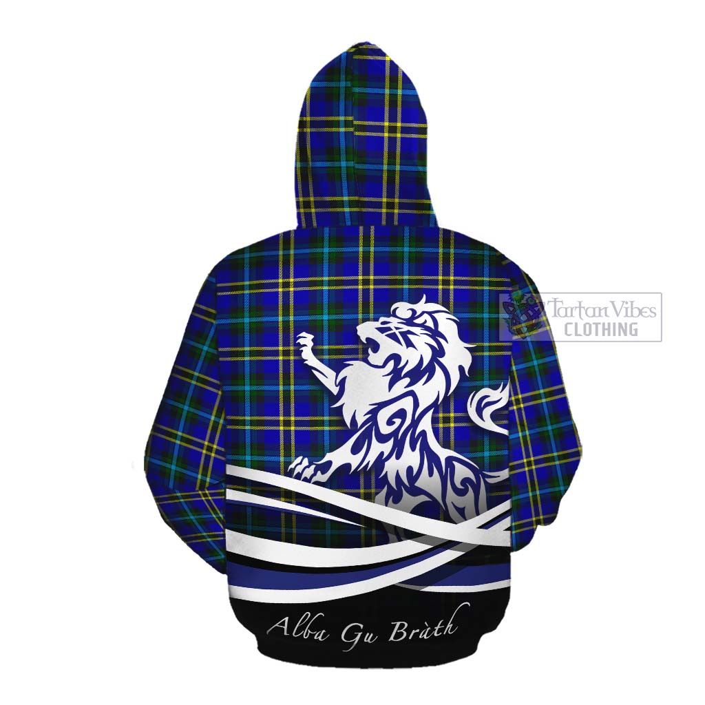 Tartan Vibes Clothing Hope Tartan Cotton Hoodie with Alba Gu Brath Regal Lion Emblem