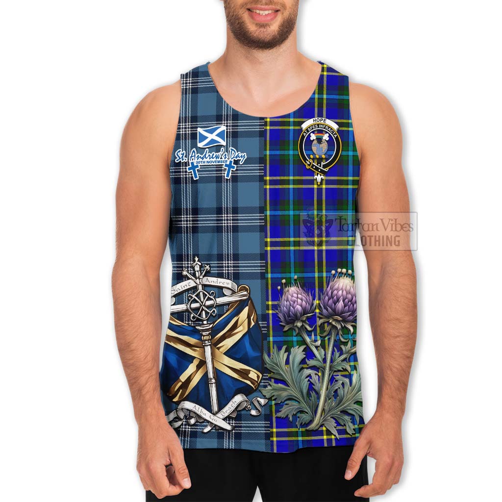 Tartan Vibes Clothing Hope Tartan Men's Tank Top Happy St. Andrew's Day Half Tartan Style