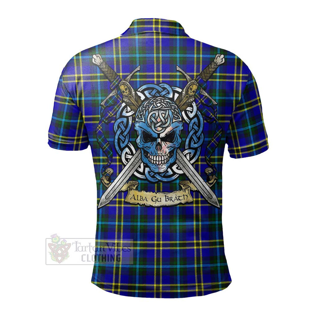 Tartan Vibes Clothing Hope Tartan Polo Shirt with Family Crest Celtic Skull Style