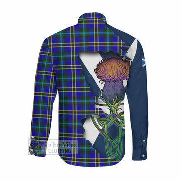 Hope Tartan Family Crest Long Sleeve Button Shirt Scottish Thistle Celtic Inspired