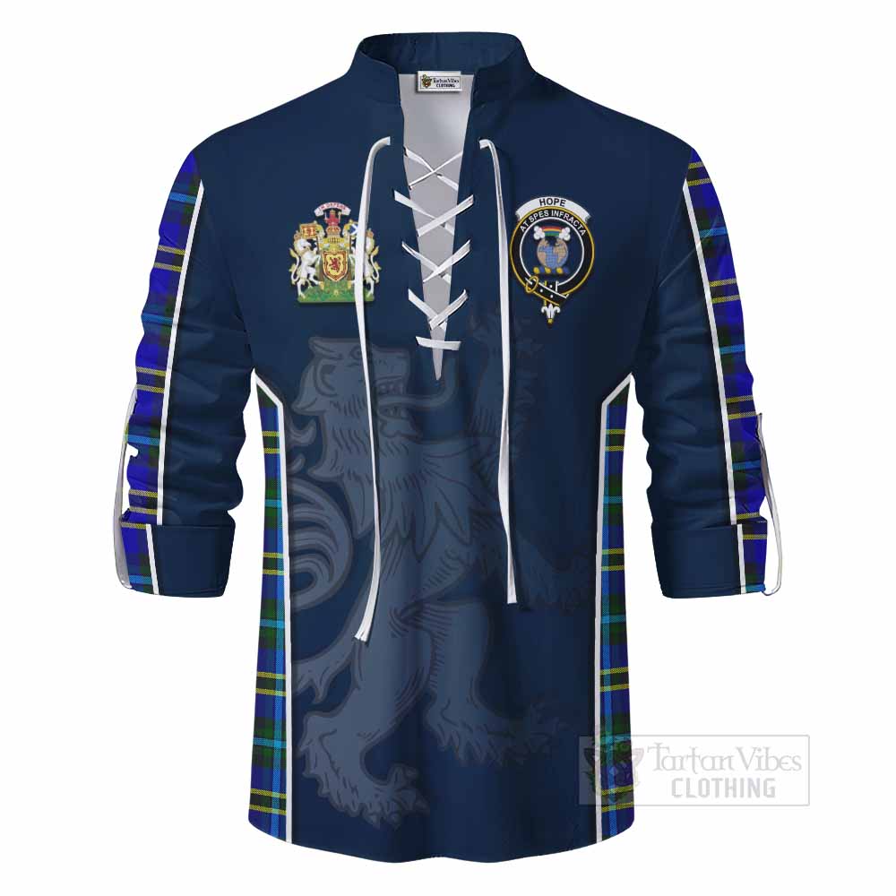 Tartan Vibes Clothing Hope Tartan Ghillie Kilt Shirt with Family Crest and Lion Rampant Vibes Sport Style