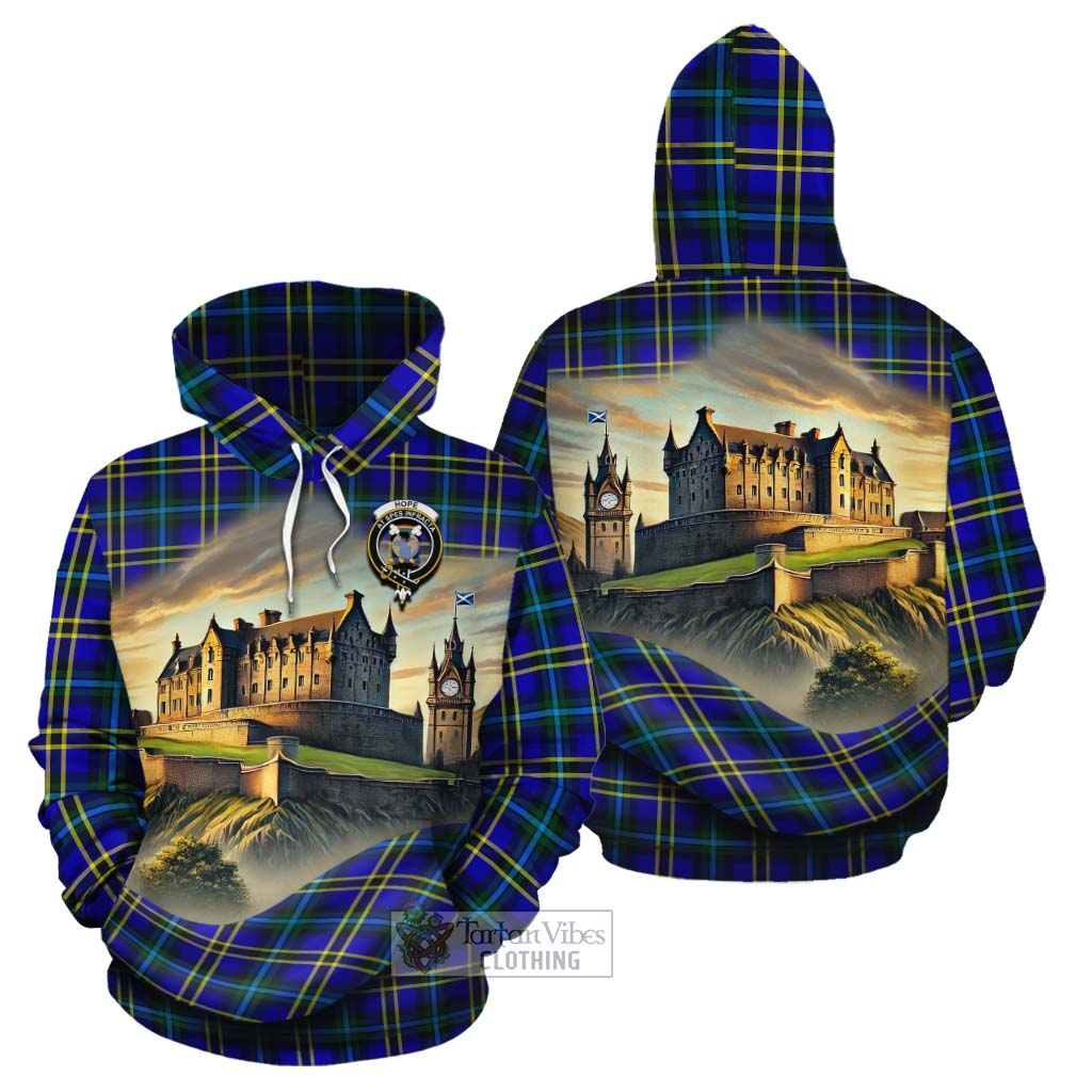 Tartan Vibes Clothing Hope Tartan Family Crest Cotton Hoodie with Scottish Ancient Castle Style