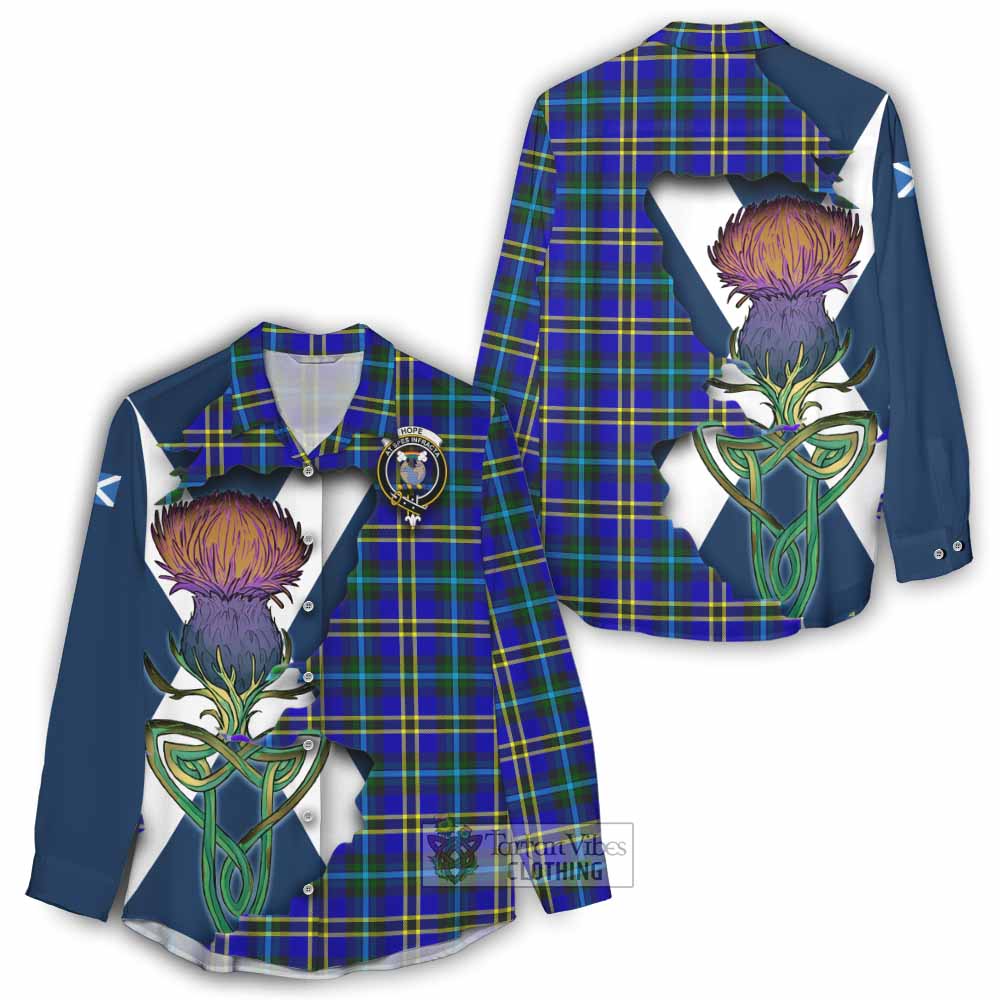 Tartan Vibes Clothing Hope Tartan Family Crest Women's Casual Shirt Scottish Thistle Celtic Inspired