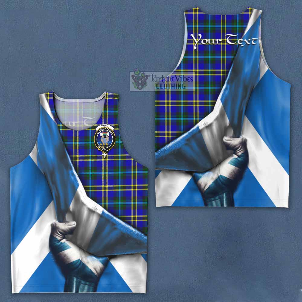 Tartan Vibes Clothing Hope Tartan Men's Tank Top with Family Crest Scotland Patriotic Style