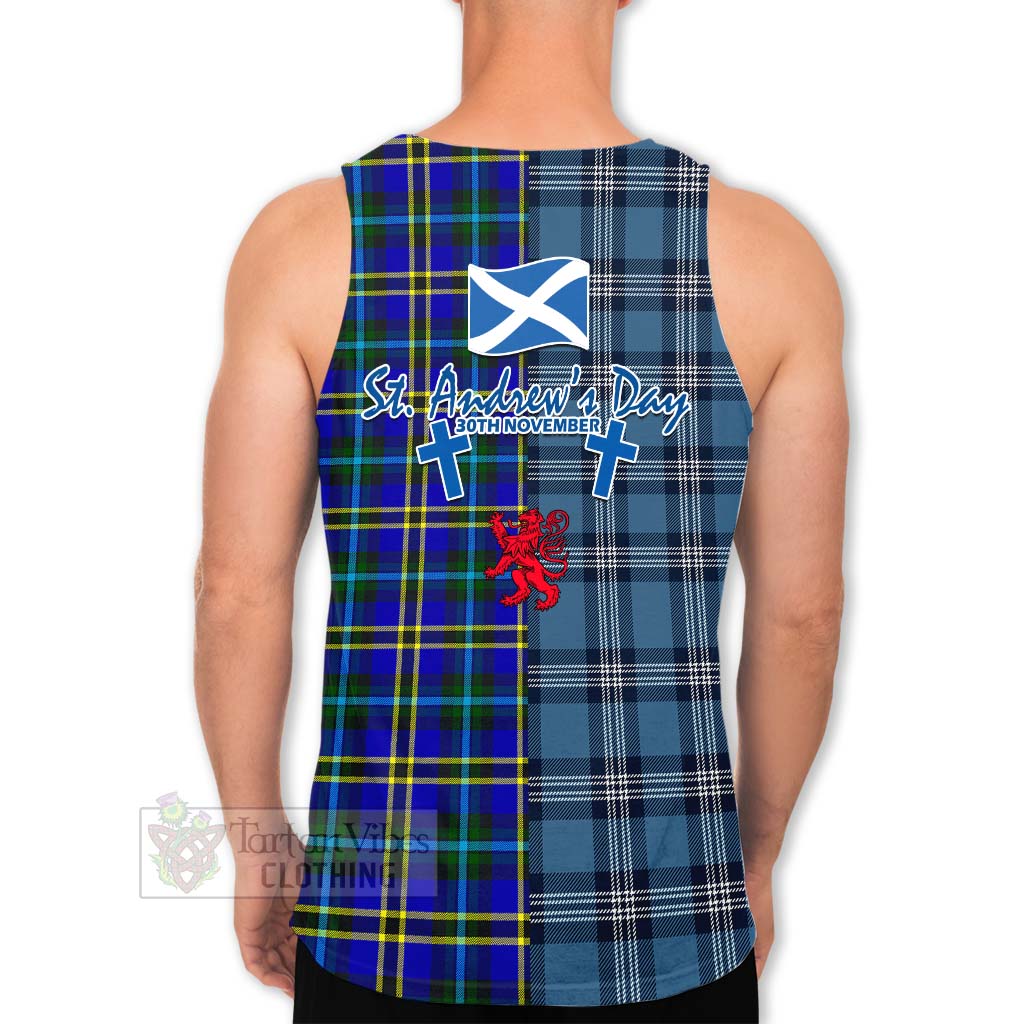 Tartan Vibes Clothing Hope Tartan Men's Tank Top Happy St. Andrew's Day Half Tartan Style