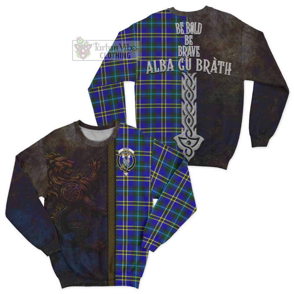 Tartan Vibes Clothing Hope Tartan Family Crest Sweatshirt Alba Gu Brath Be Brave Lion Ancient Style