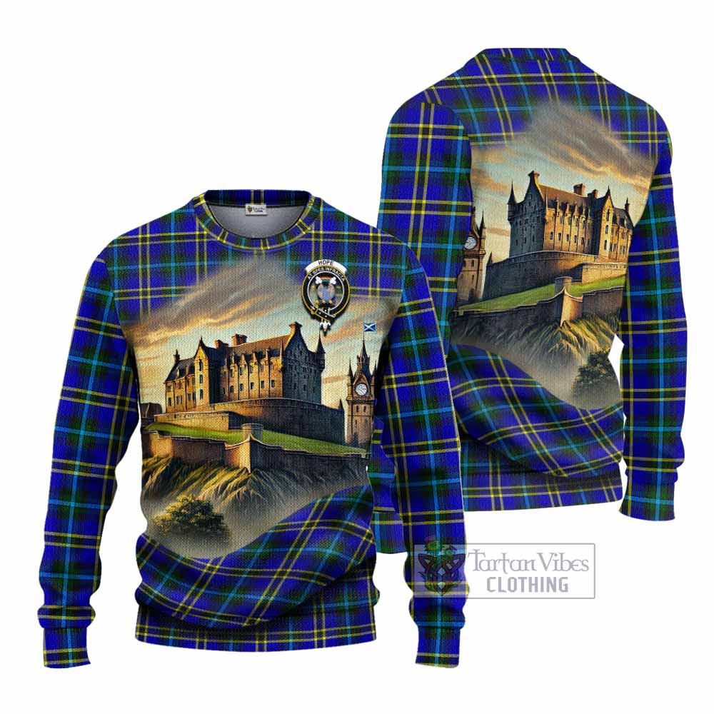 Tartan Vibes Clothing Hope Tartan Family Crest Knitted Sweater with Scottish Ancient Castle Style