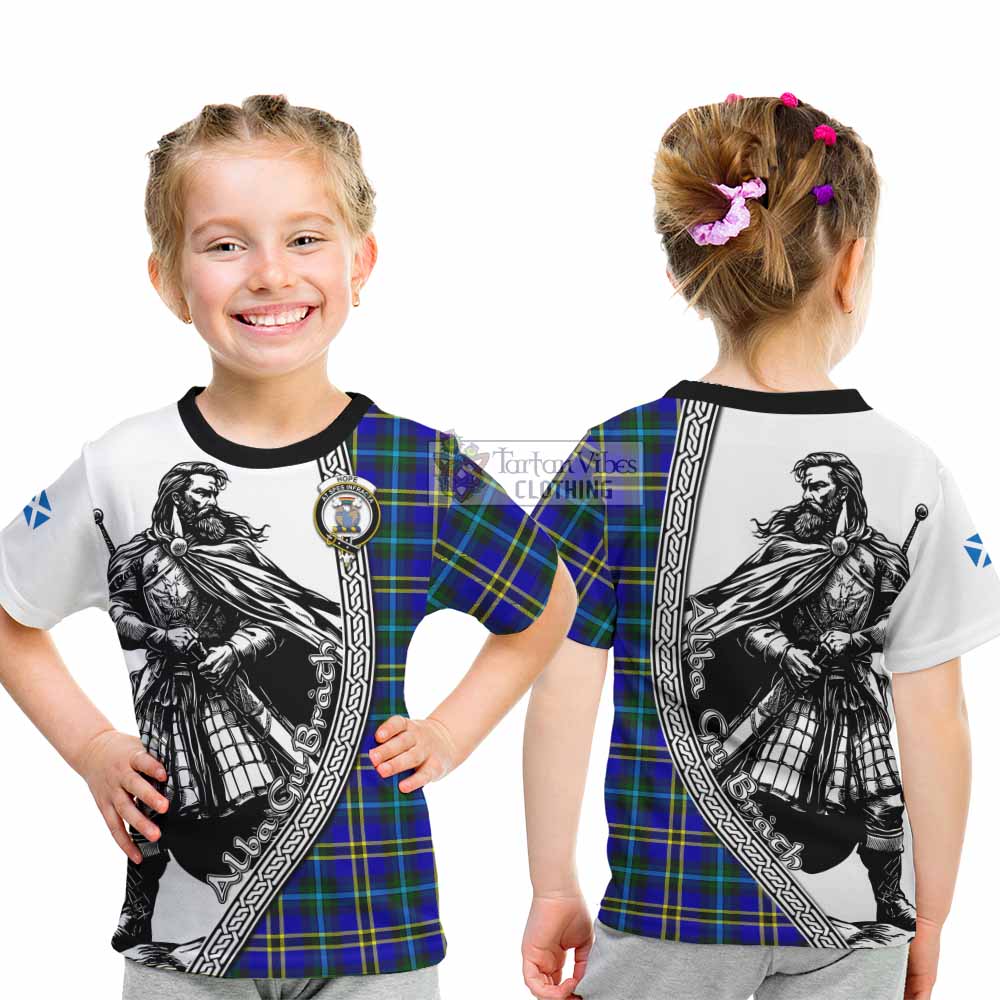 Hope Tartan Clan Crest Kid T-Shirt with Highlander Warrior Celtic Style