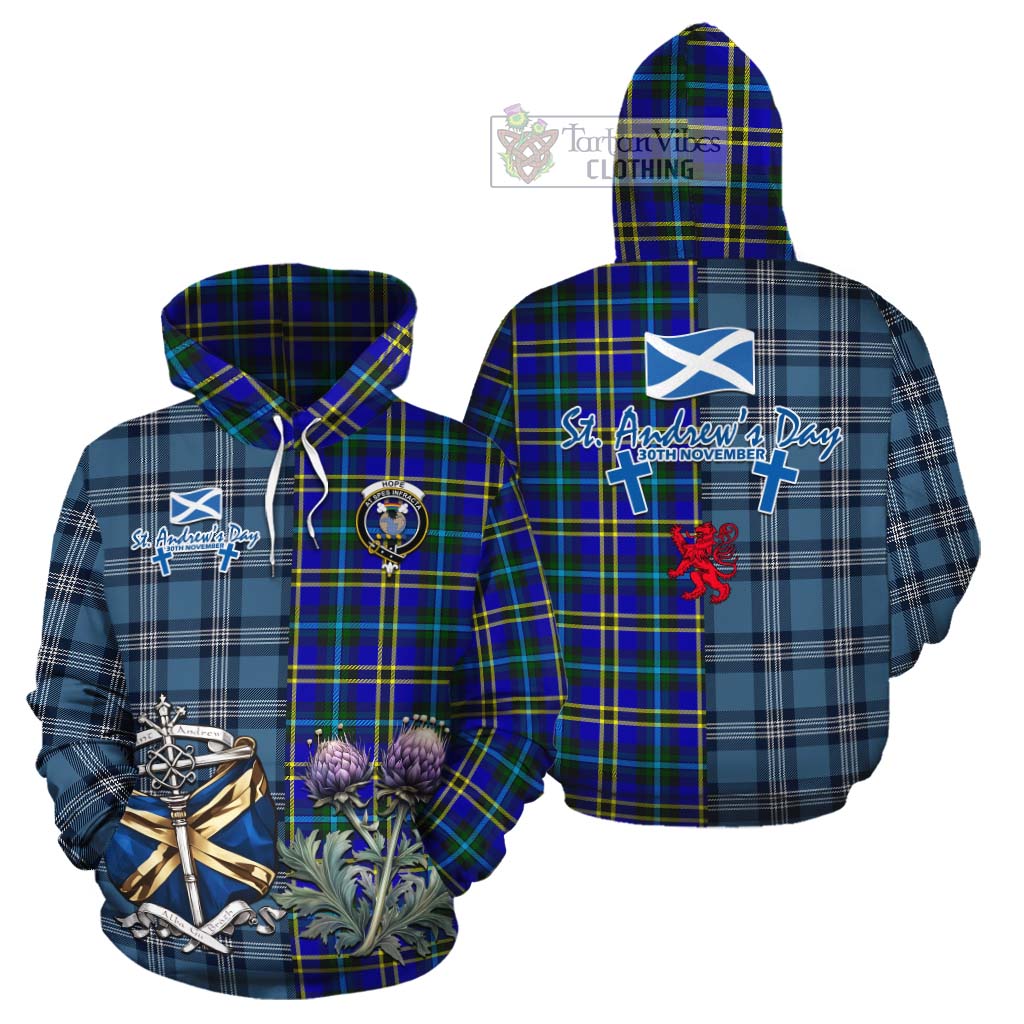 Tartan Vibes Clothing Hope Tartan Cotton Hoodie Happy St. Andrew's Day Half Tartan Style