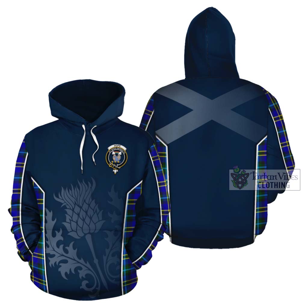 Tartan Vibes Clothing Hope Tartan Cotton Hoodie with Family Crest and Scottish Thistle Vibes Sport Style