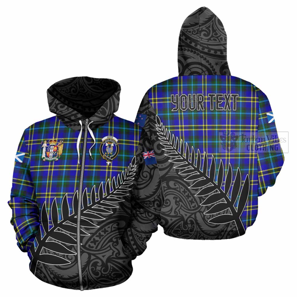 Tartan Vibes Clothing Hope Crest Tartan Hoodie with New Zealand Silver Fern Half Style