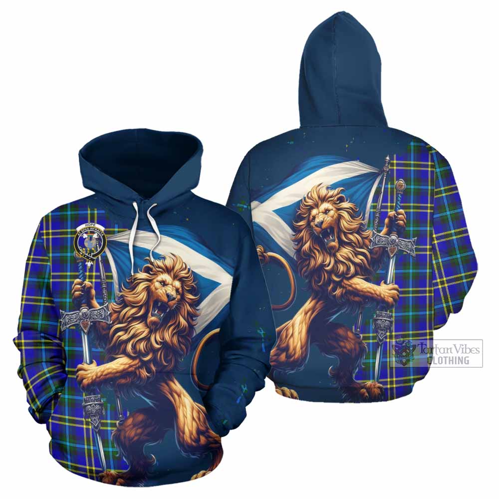 Hope Tartan Family Crest Hoodie with Scottish Majestic Lion