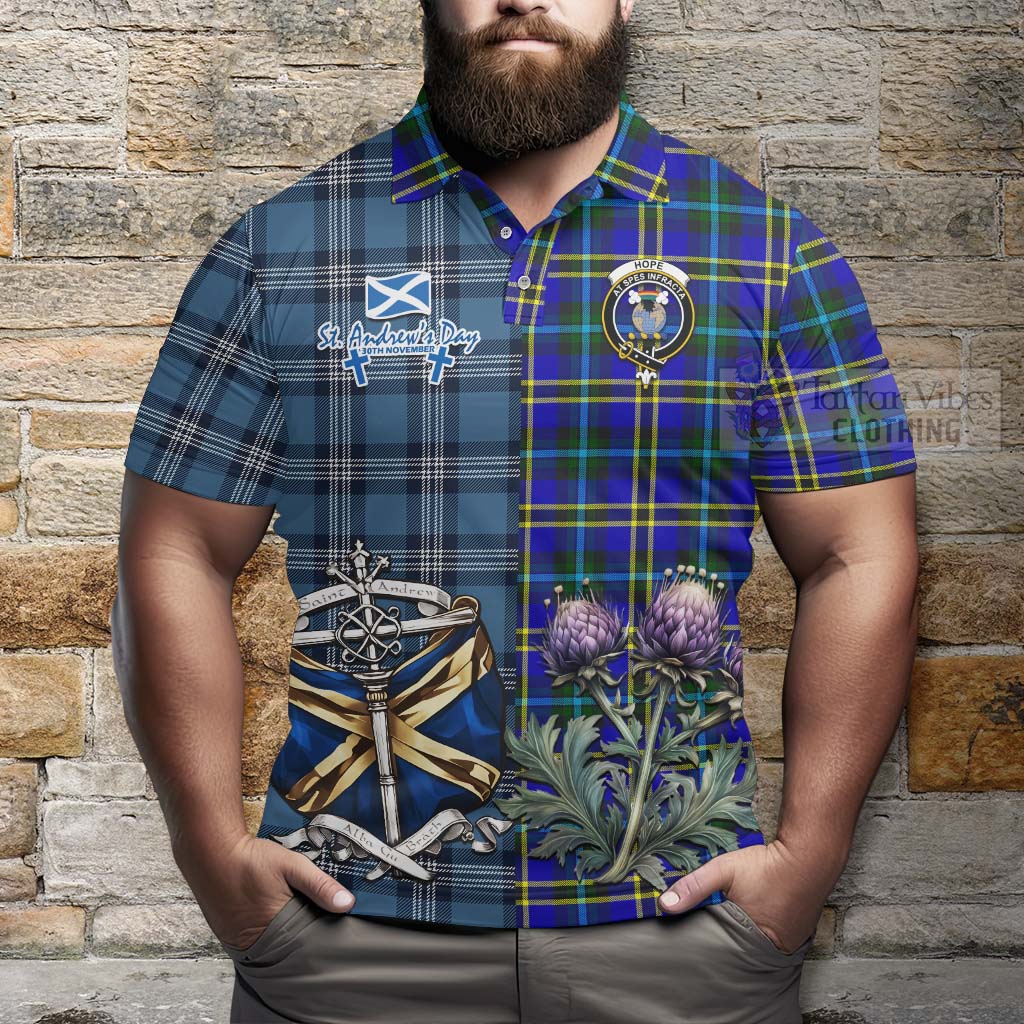 Tartan Vibes Clothing Hope Tartan Polo Shirt Happy St. Andrew's Day Half Tartan Style