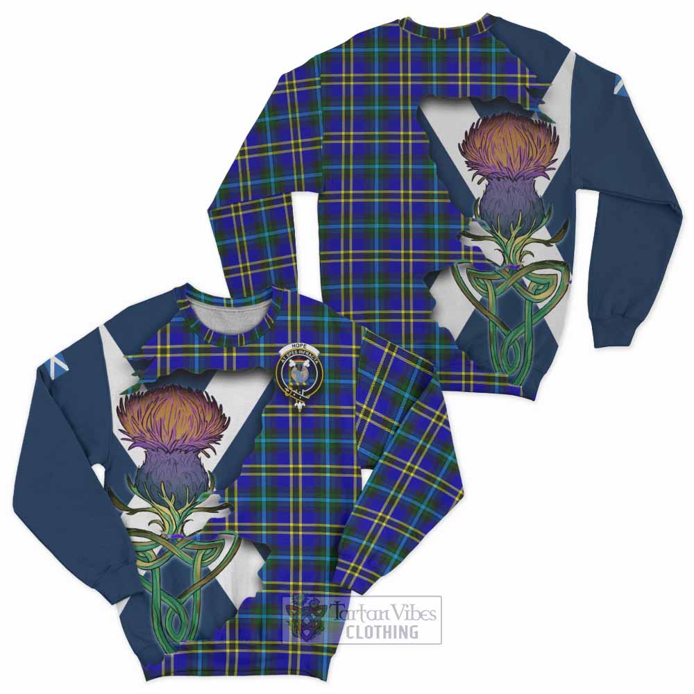 Tartan Vibes Clothing Hope Tartan Family Crest Sweatshirt Scottish Thistle Celtic Inspired