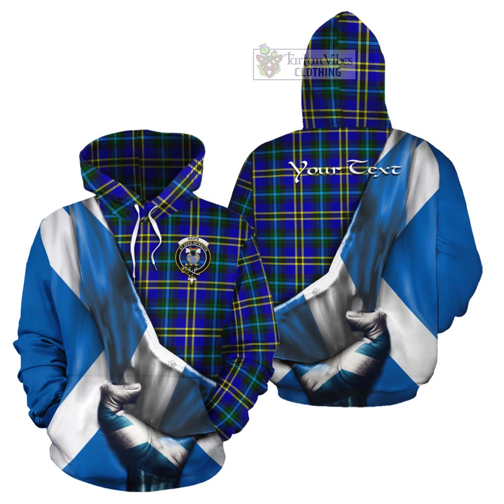 Tartan Vibes Clothing Hope Tartan Cotton Hoodie with Family Crest Scotland Patriotic Style