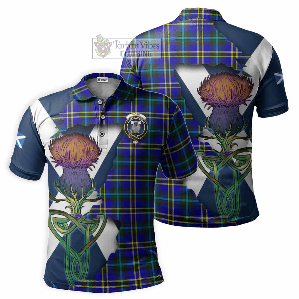 Tartan Vibes Clothing Hope Tartan Family Crest Polo Shirt Scottish Thistle Celtic Inspired