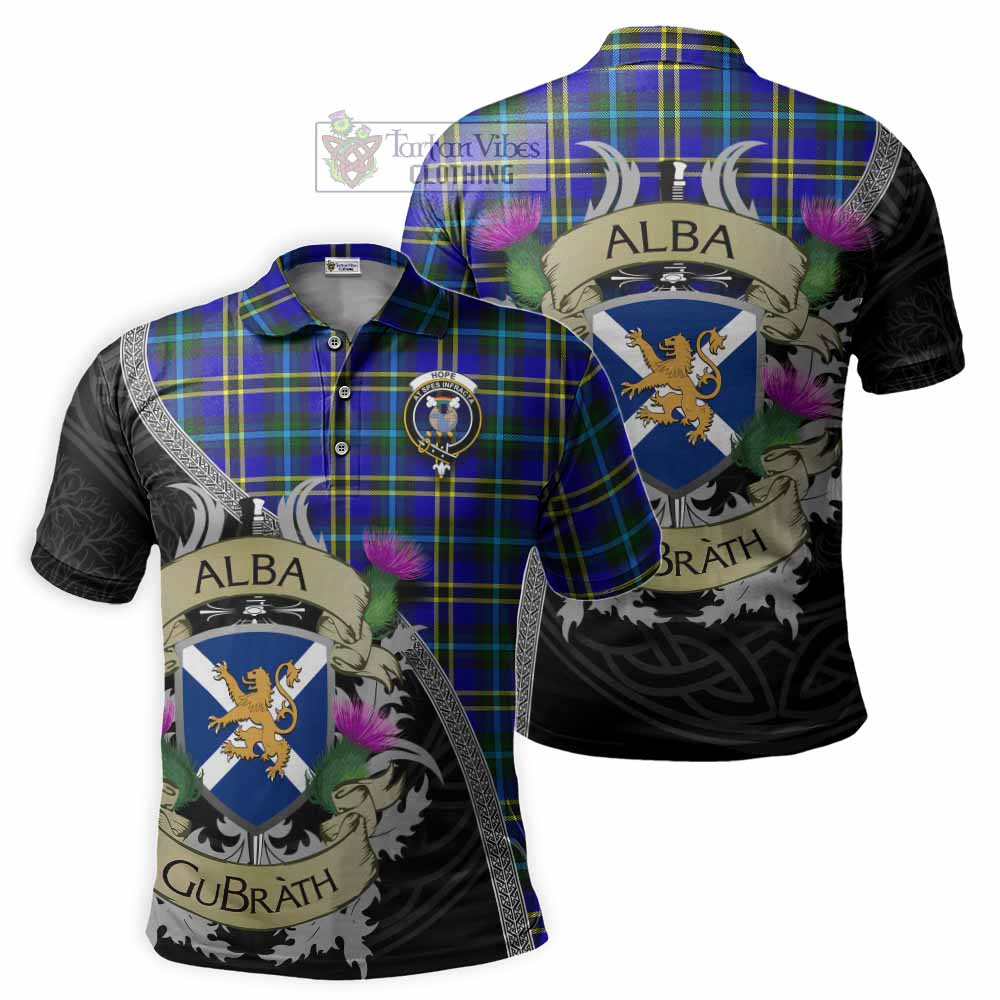 Tartan Vibes Clothing Hope Tartan Family Crest Polo Shirt Lion Rampant Royal Thistle Shield Celtic Inspired