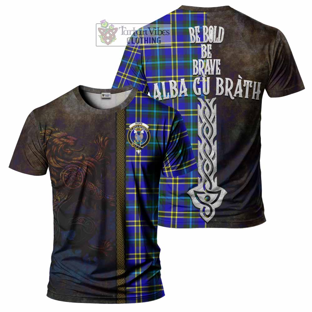 Tartan Vibes Clothing Hope Tartan Family Crest T-Shirt Alba Gu Brath Be Brave Lion Ancient Style