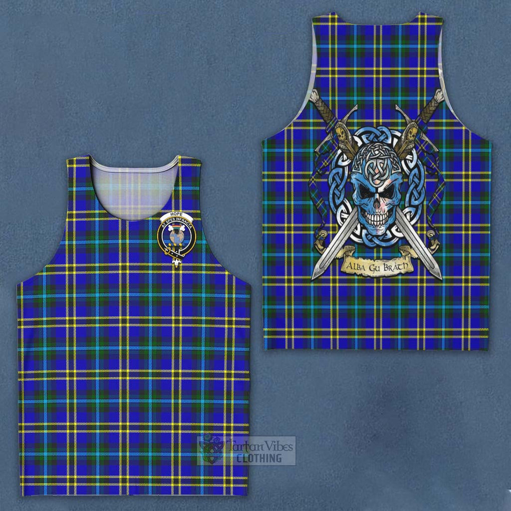Tartan Vibes Clothing Hope Tartan Men's Tank Top with Family Crest Celtic Skull Style