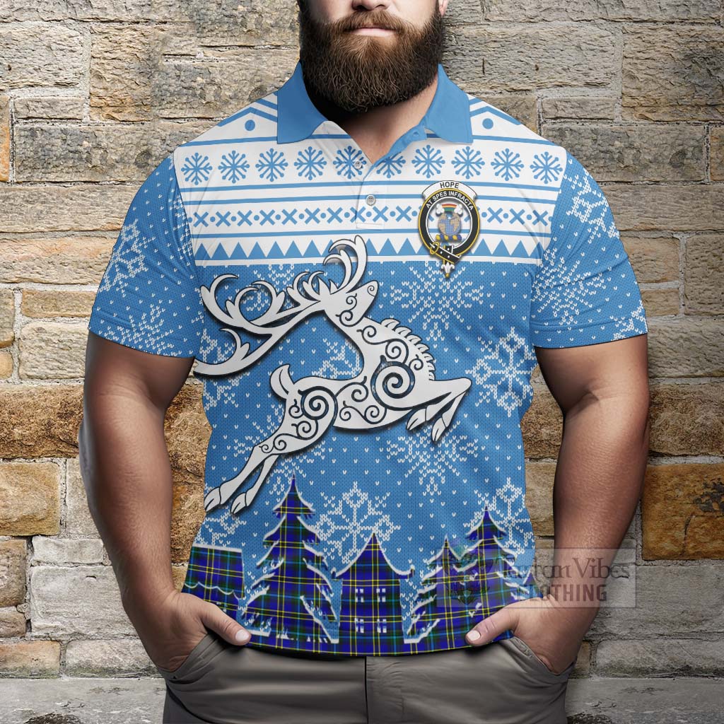 Tartan Vibes Clothing Hope Clan Christmas Polo Shirt Celtic Reindeer Style