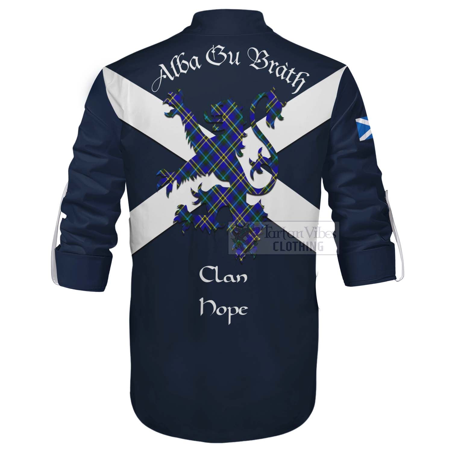 Tartan Vibes Clothing Hope Tartan Lion Rampant Ghillie Kilt Shirt Proudly Display Your Heritage with Alba Gu Brath and Clan Name