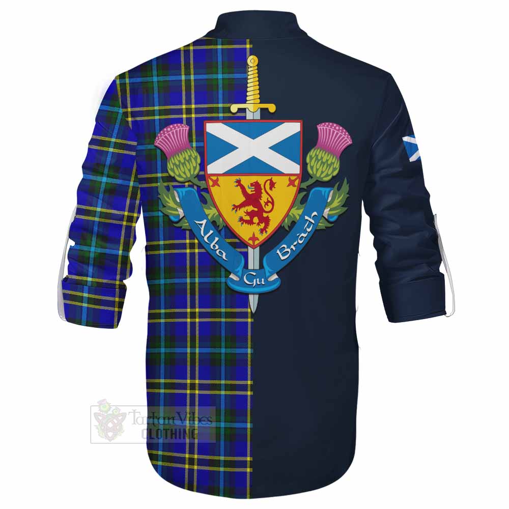 Hope Tartan Ghillie Kilt Shirt Alba with Scottish Lion Royal Arm Half Style