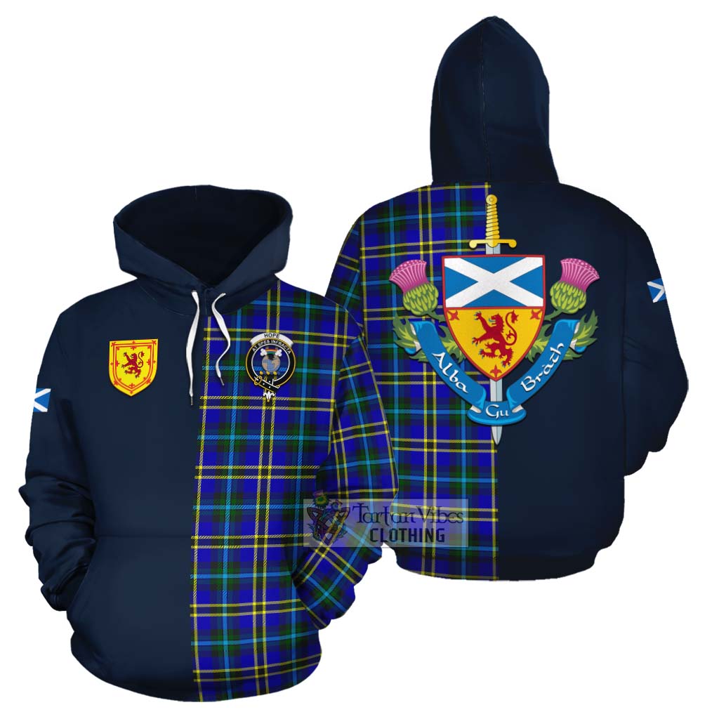 Tartan Vibes Clothing Hope Tartan Cotton Hoodie Alba with Scottish Lion Royal Arm Half Style