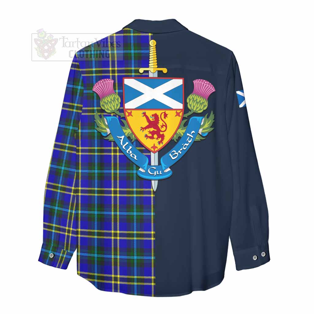 Tartan Vibes Clothing Hope Tartan Women's Casual Shirt Alba with Scottish Lion Royal Arm Half Style