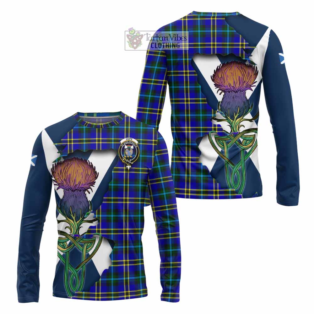 Tartan Vibes Clothing Hope Tartan Family Crest Long Sleeve T-Shirt Scottish Thistle Celtic Inspired