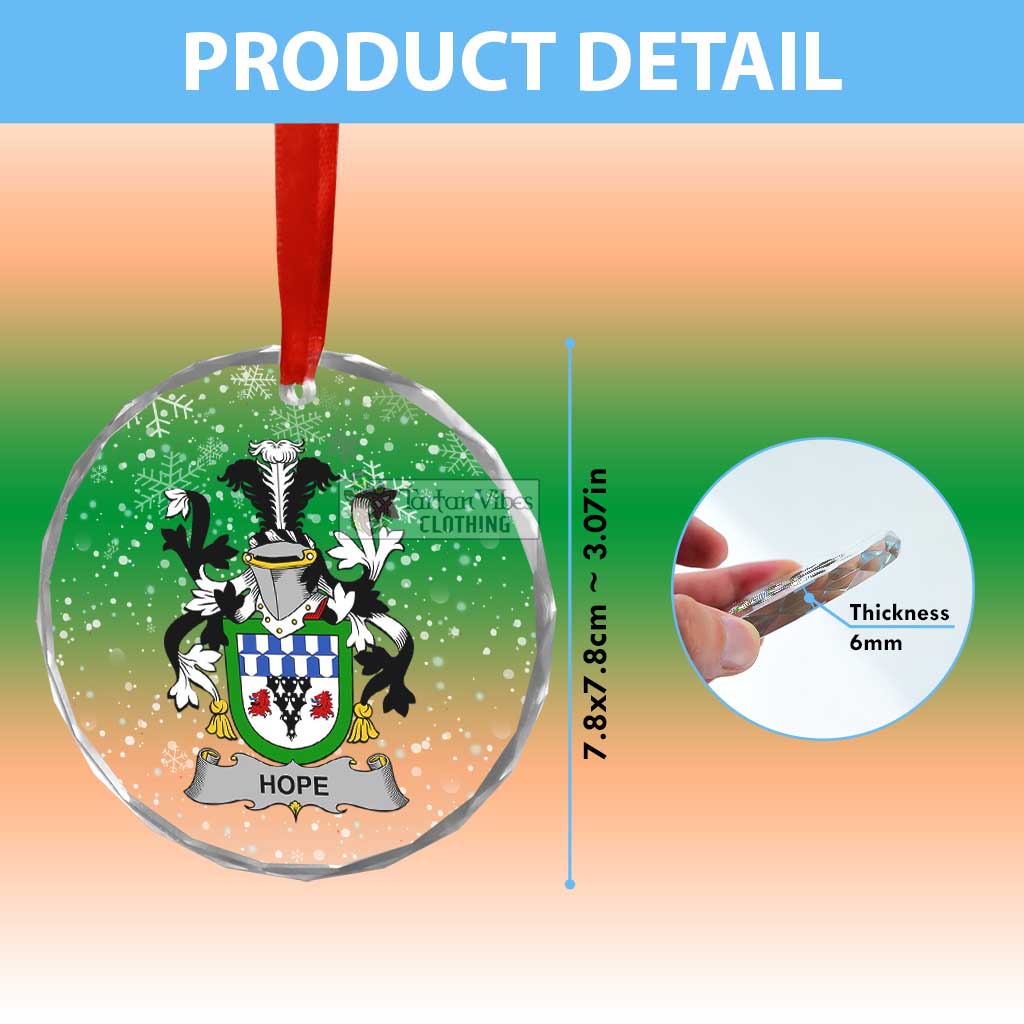 Hope Irish Clan Christmas Glass Ornament with Coat of Arms - 2D-tartanvibesclothing