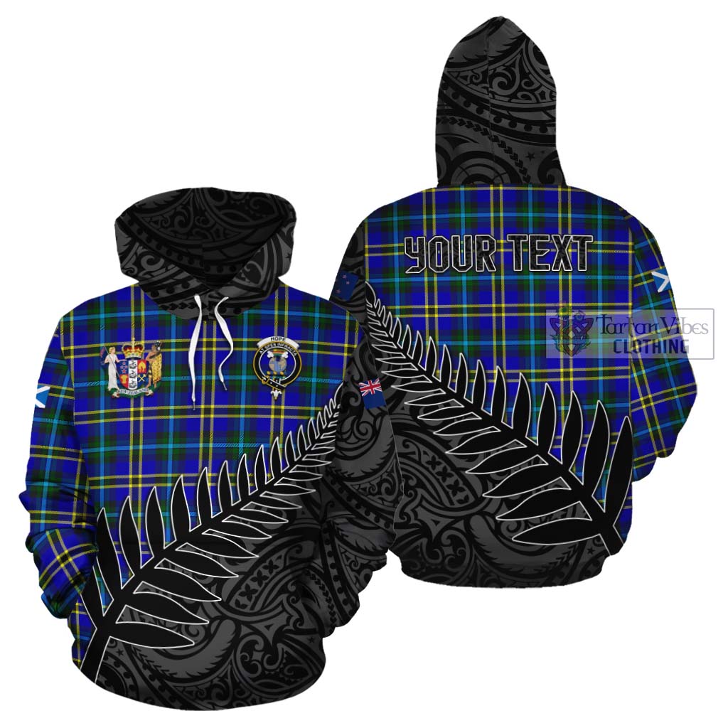 Tartan Vibes Clothing Hope Crest Tartan Cotton Hoodie with New Zealand Silver Fern Half Style