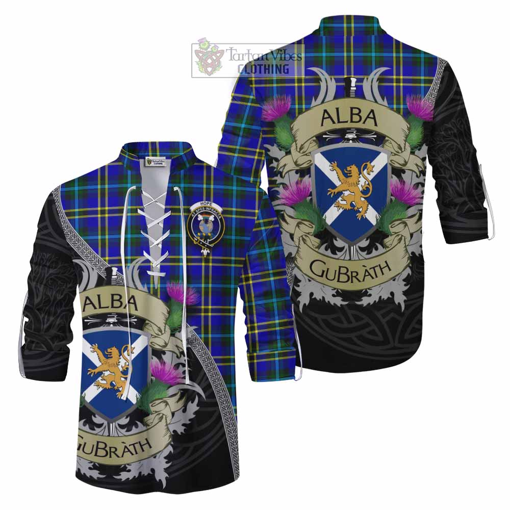 Tartan Vibes Clothing Hope Tartan Family Crest Ghillie Kilt Shirt Lion Rampant Royal Thistle Shield Celtic Inspired