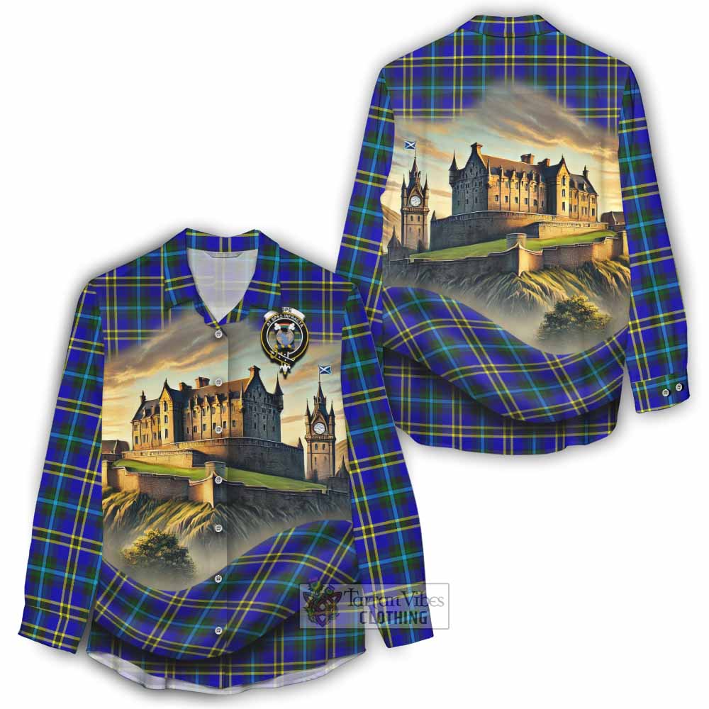Tartan Vibes Clothing Hope Tartan Family Crest Women's Casual Shirt with Scottish Ancient Castle Style